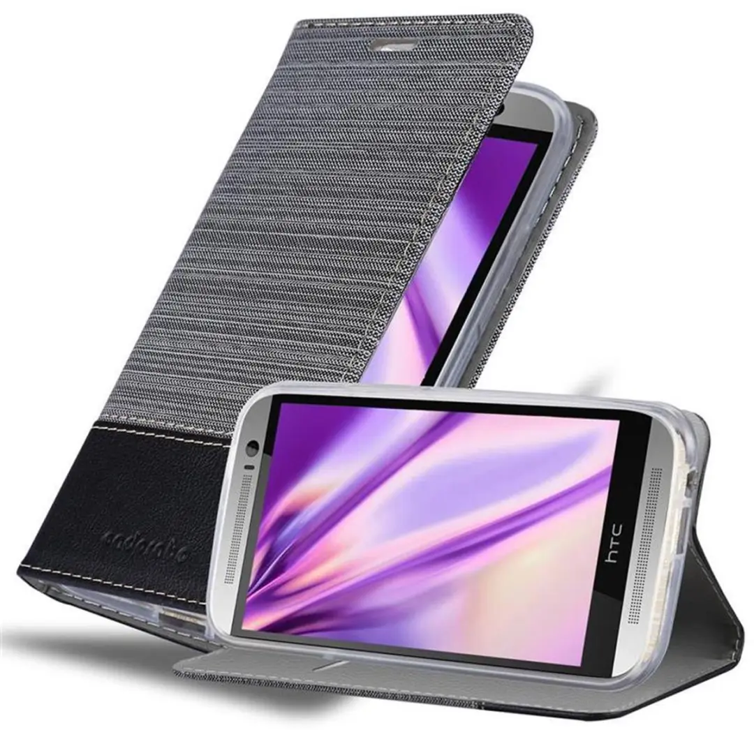 Cadorabo Hoesje geschikt voor HTC ONE M8 in GRIJS ZWART