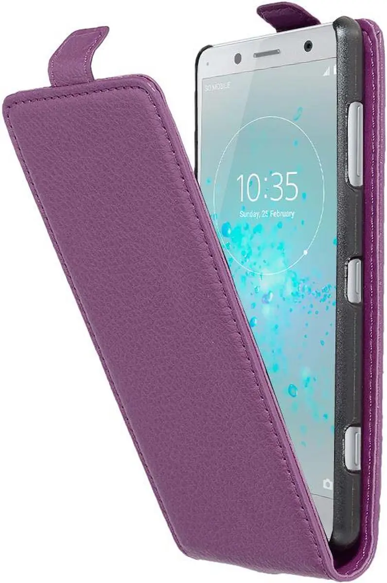 Cadorabo Hoesje geschikt voor Sony Xperia XZ2 COMPACT in BORDEAUX PAARS - Beschermhoes in flip-design Case Cover van getextureerd imitatieleer