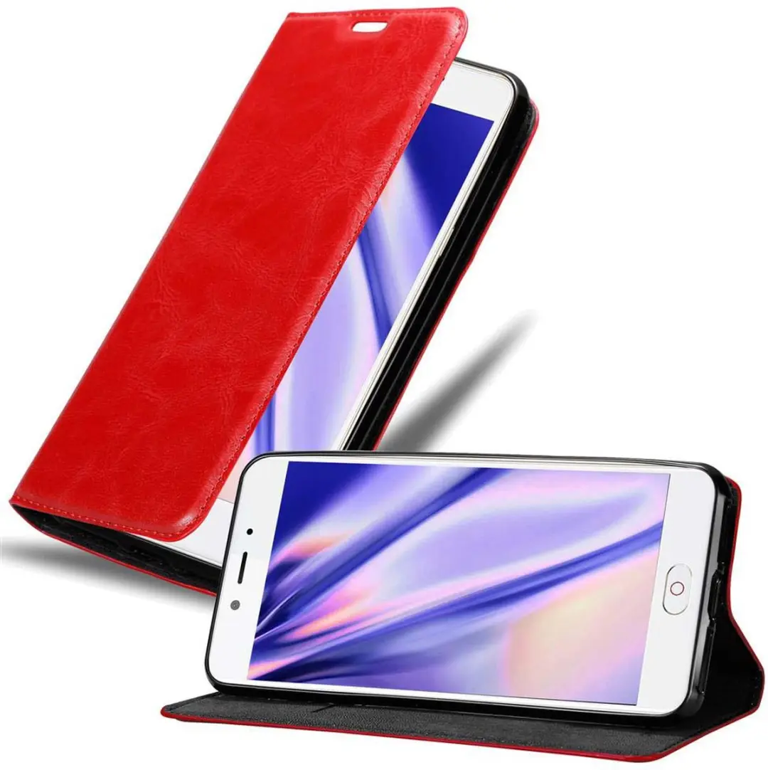 Cadorabo Hoesje geschikt voor ZTE Nubia N2 in APPEL ROOD - Beschermhoes met magnetische sluiting, standfunctie en kaartvakje Book Case Cover Etui