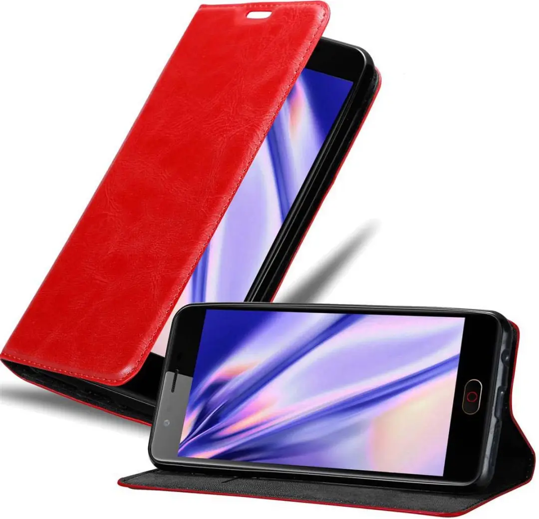 Cadorabo Hoesje geschikt voor ZTE Nubia M2 in APPEL ROOD - Beschermhoes met magnetische sluiting, standfunctie en kaartvakje Book Case Cover Etui