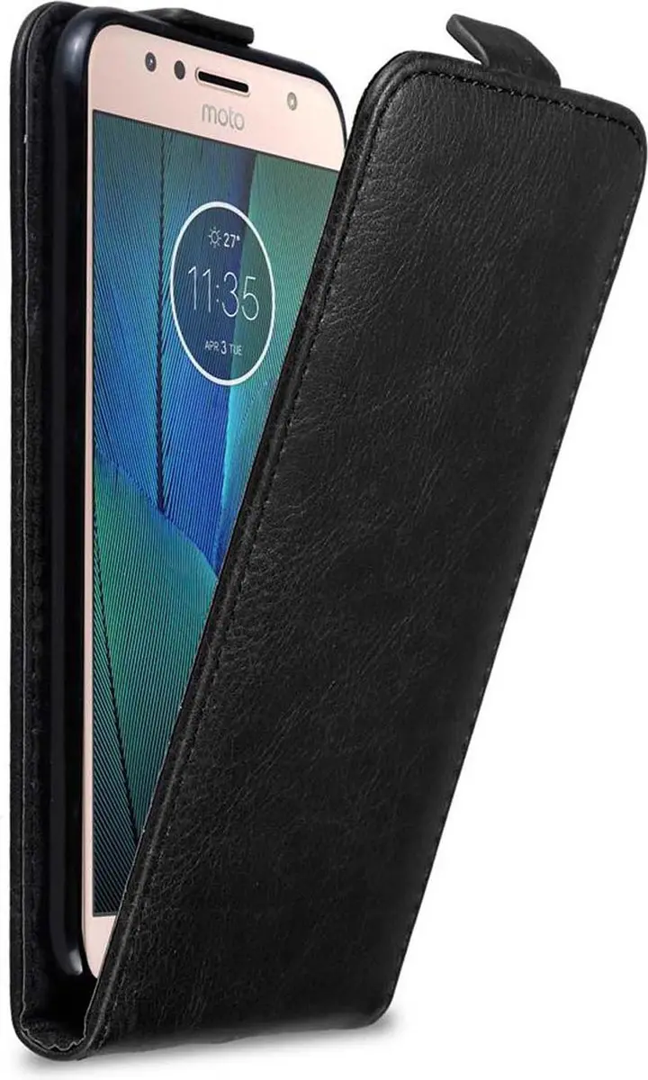 Cadorabo Hoesje geschikt voor Motorola MOTO G5S PLUS in ZWARTE NACHT