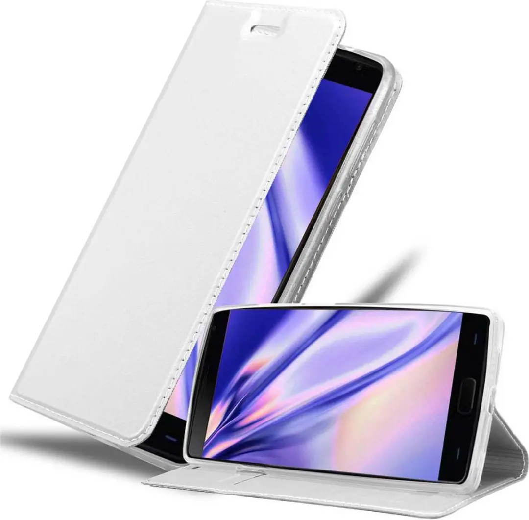 Cadorabo Hoesje geschikt voor OnePlus 2 in CLASSY ZILVER - Beschermhoes met magnetische sluiting, standfunctie en kaartvakje Book Case Cover Etui
