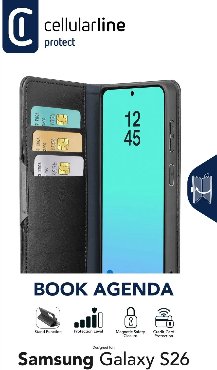 Cellularline Book Agenda BOOKAG2GALS26K Hoesje - Zwart - afbeelding 5 van 6