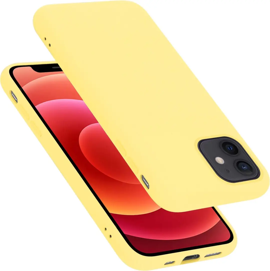 Cadorabo Hoesje geschikt voor Apple iPhone 12 MINI in LIQUID GEEL