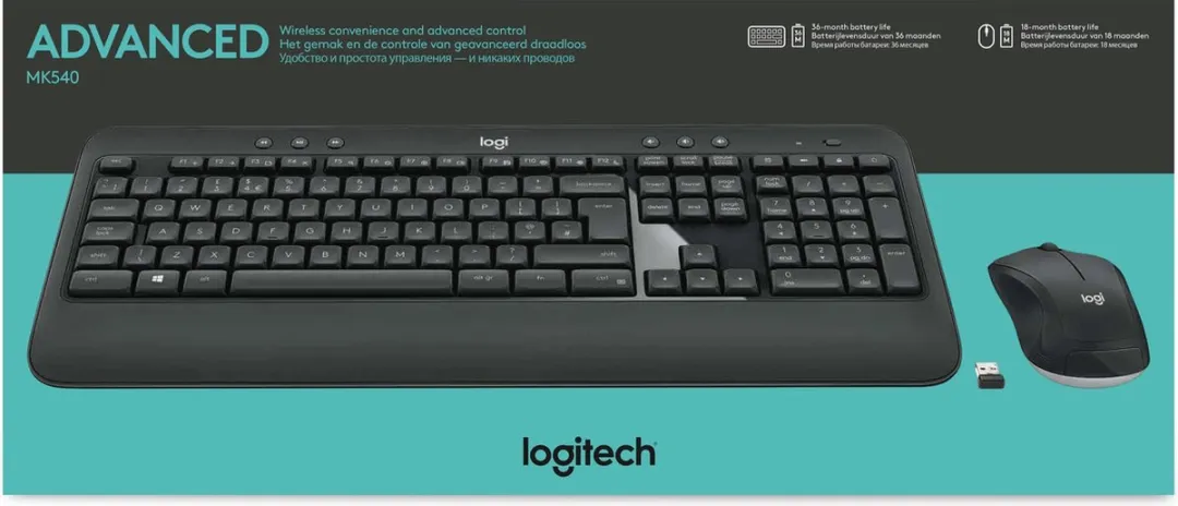 Logitech Advanced MK540 toetsenbord Inclusief muis USB QWERTY Scandinavisch Zwart, Wit