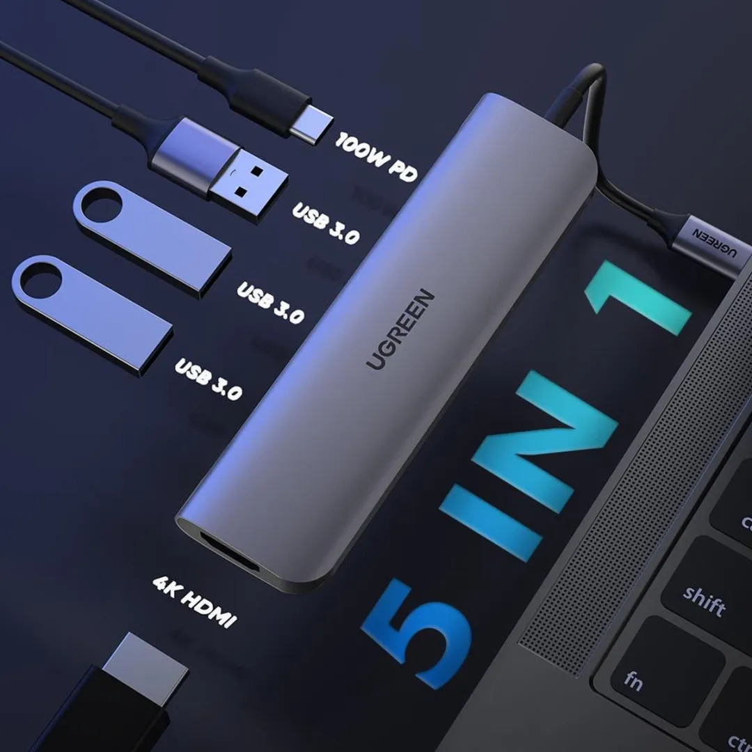 UGREEN 50209 USB-C Hub 4K - 3x USB 3.0 HDMI - Grijs - afbeelding 4 van 6