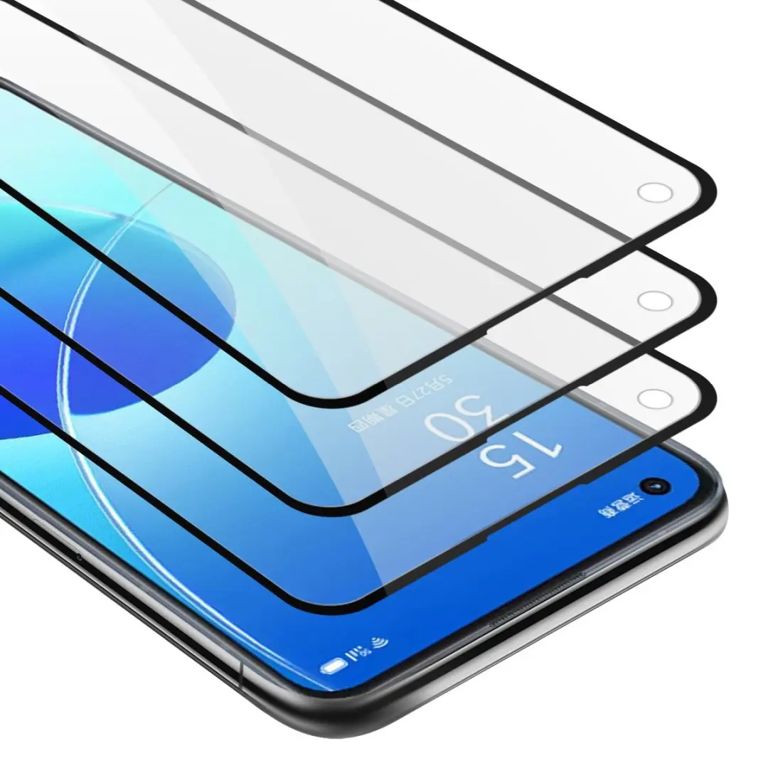 Cadorabo 3x Screenprotector geschikt voor Oppo Reno6 5G Volledig scherm pantserf