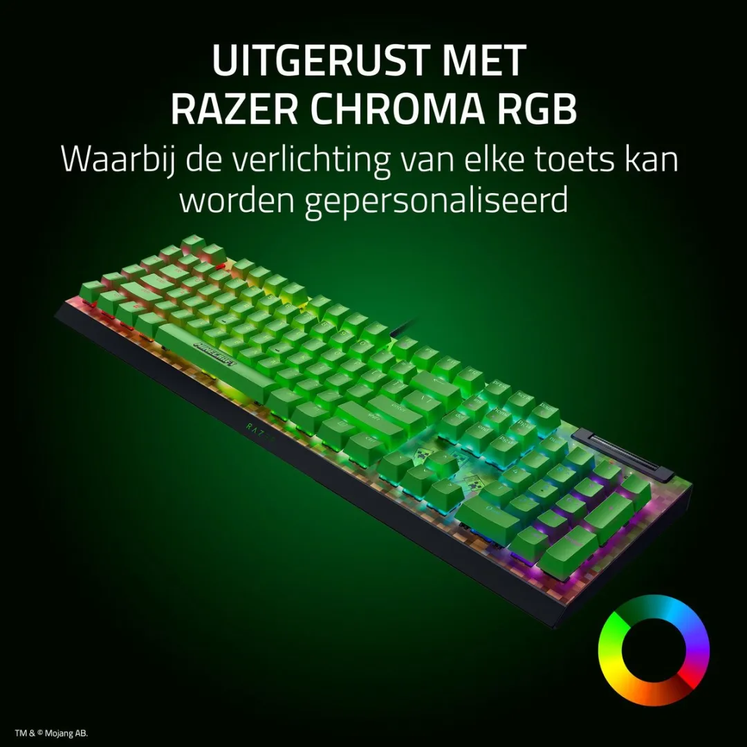 Razer BlackWidow V4 X RZ03-04704100-R3M1 Gaming Toetsenbord - Green Switch - Minecraft