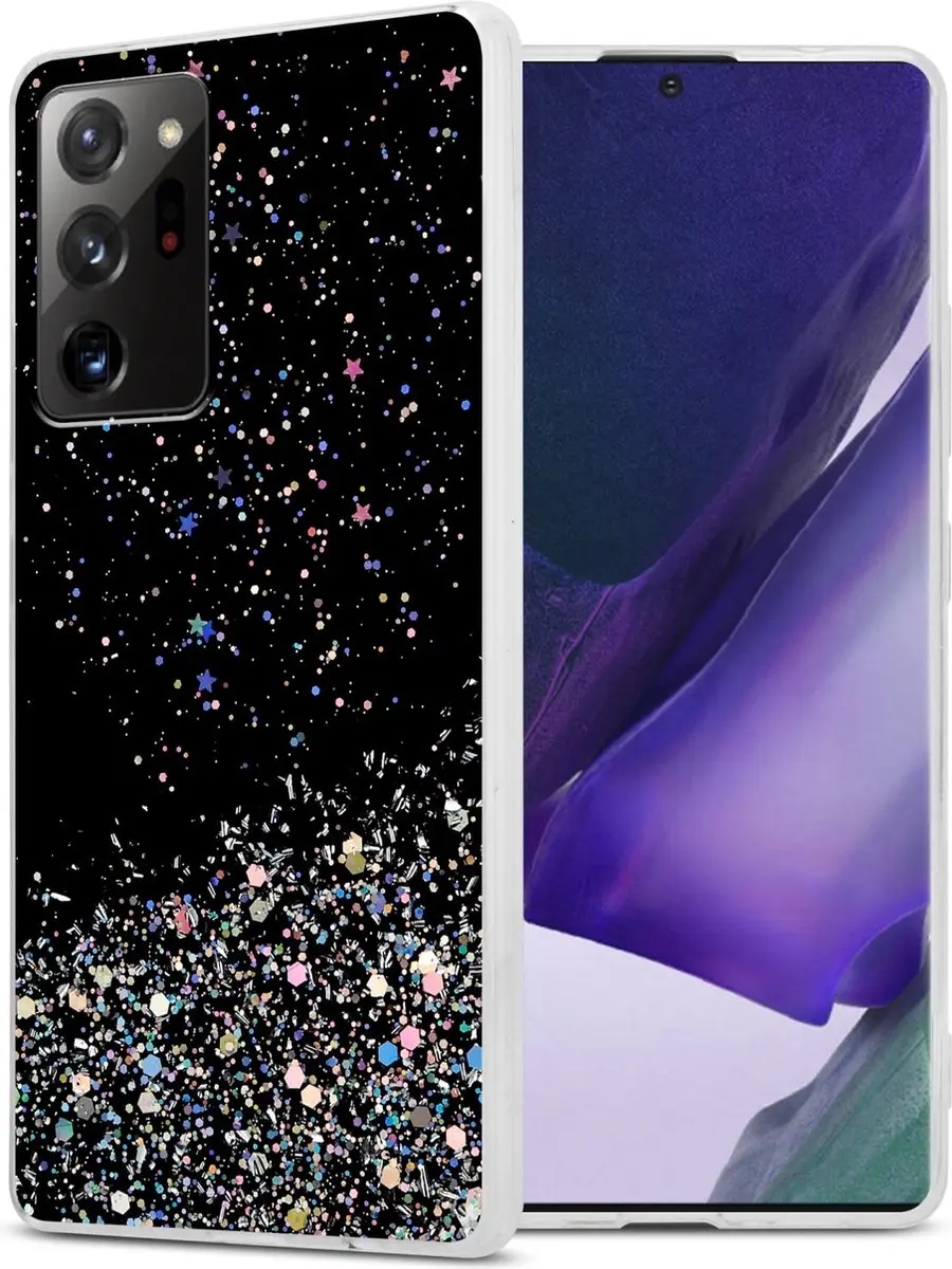 Cadorabo Hoesje geschikt voor Samsung Galaxy NOTE 20 ULTRA in Zwart met Glitter