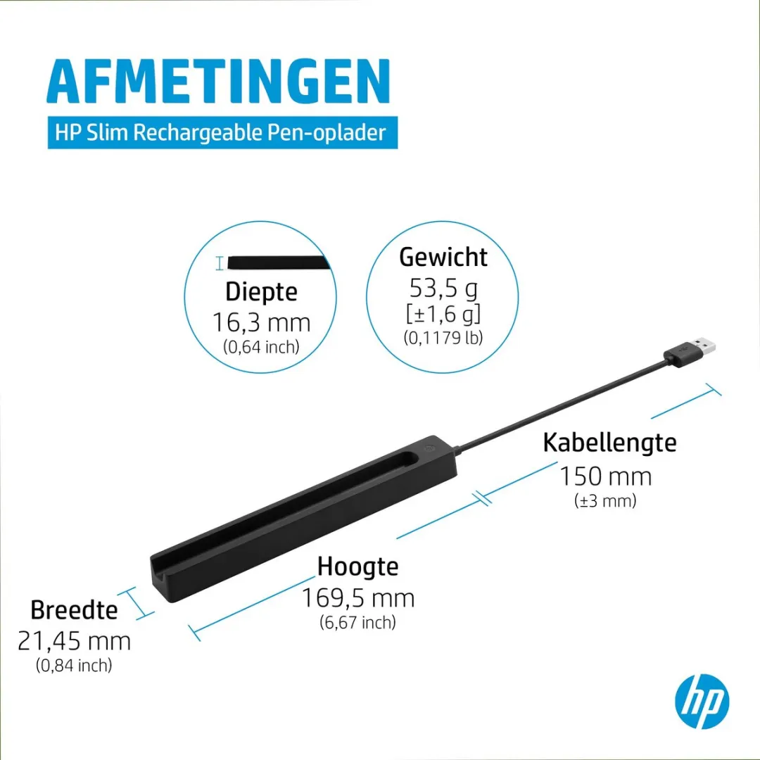 HP Slim Pen Charger 4X491AA#AC3 - Touchpen-laadstation - Zwart