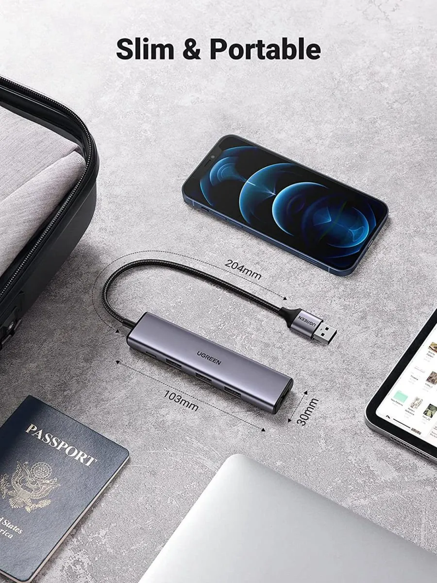 UGREEN USB Hub 5x USB 3.0 - Grijs