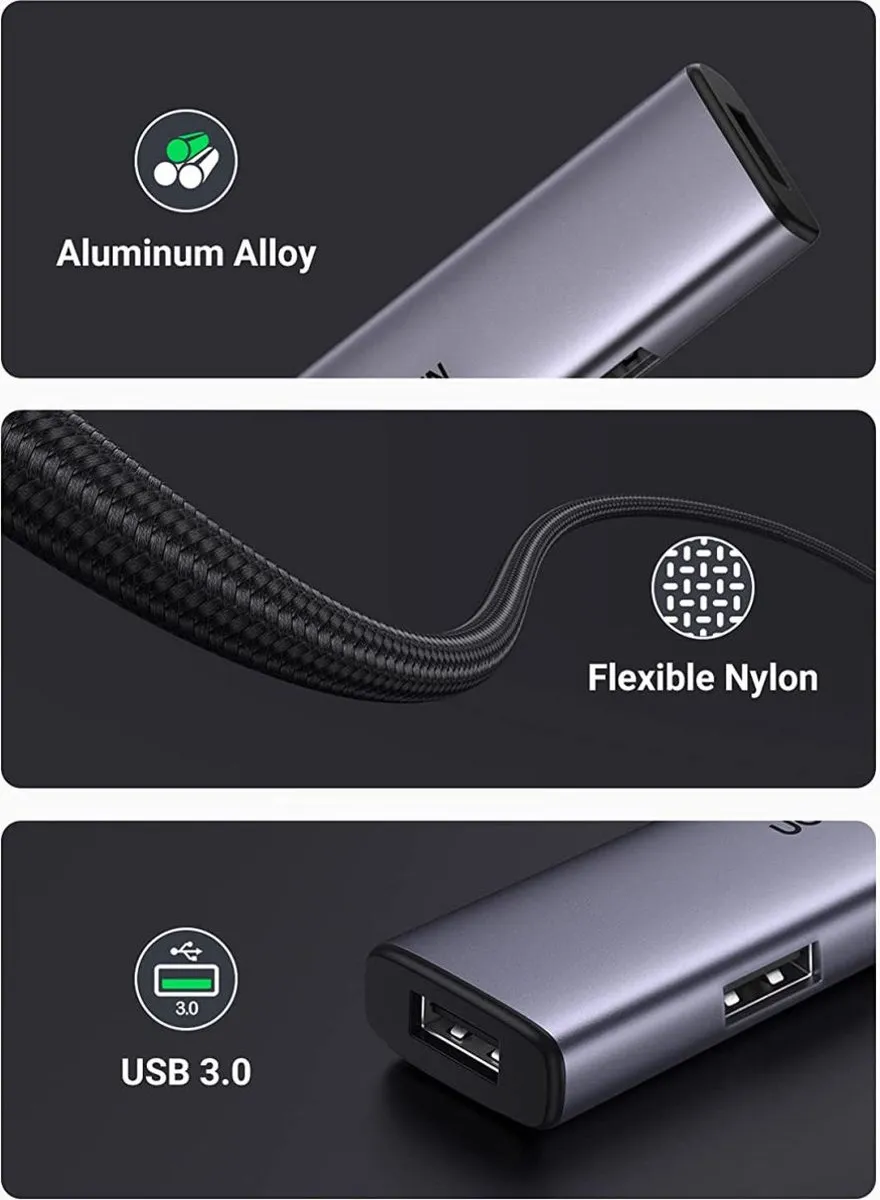 UGREEN USB Hub 5x USB 3.0 - Grijs