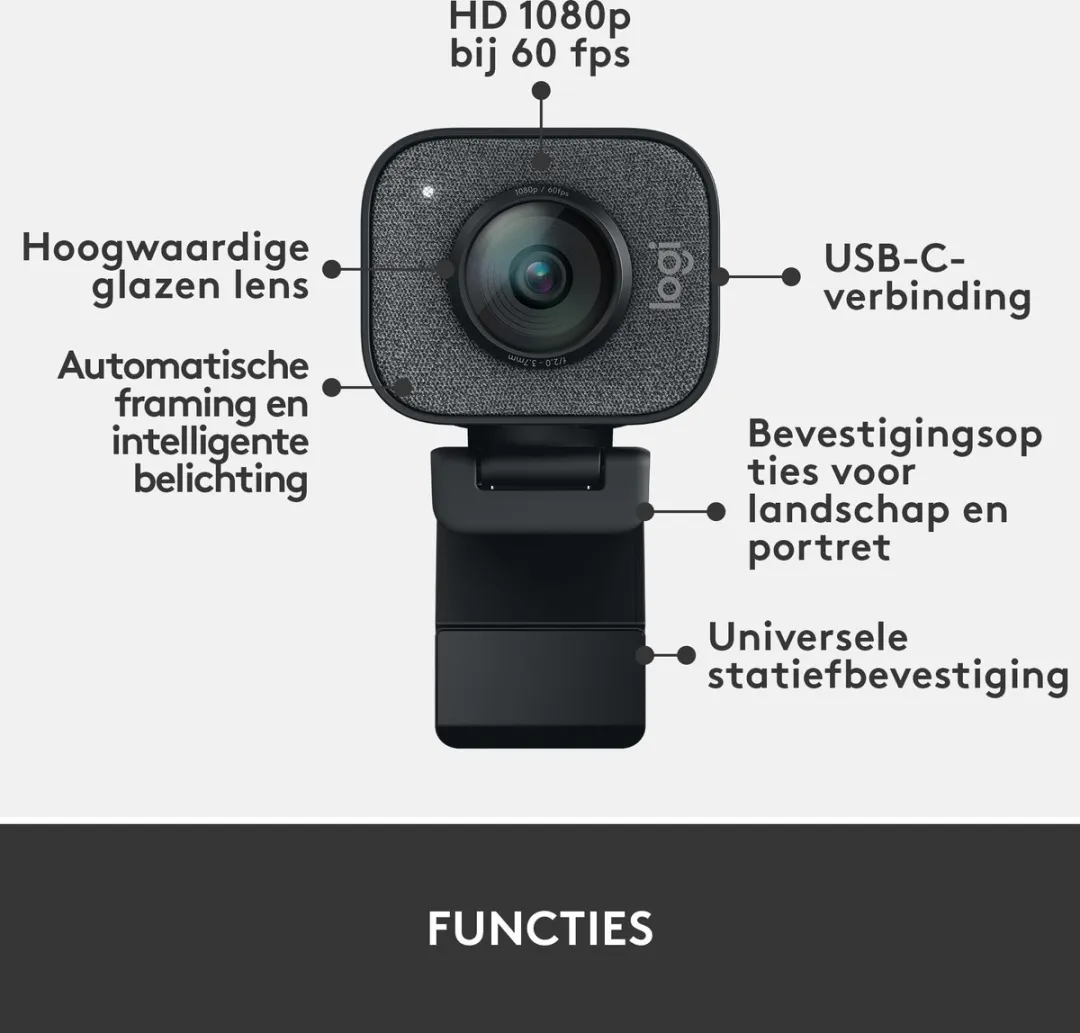 Logitech for Creators StreamCam - Webcam - USB C - Full HD - Slimme Autofocus - Zwart