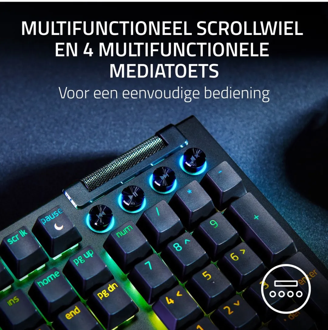 Razer BlackWidow V4 RZ03-04691800-R3M1 Gaming Toetsenbord - Yellow Switch - Zwart