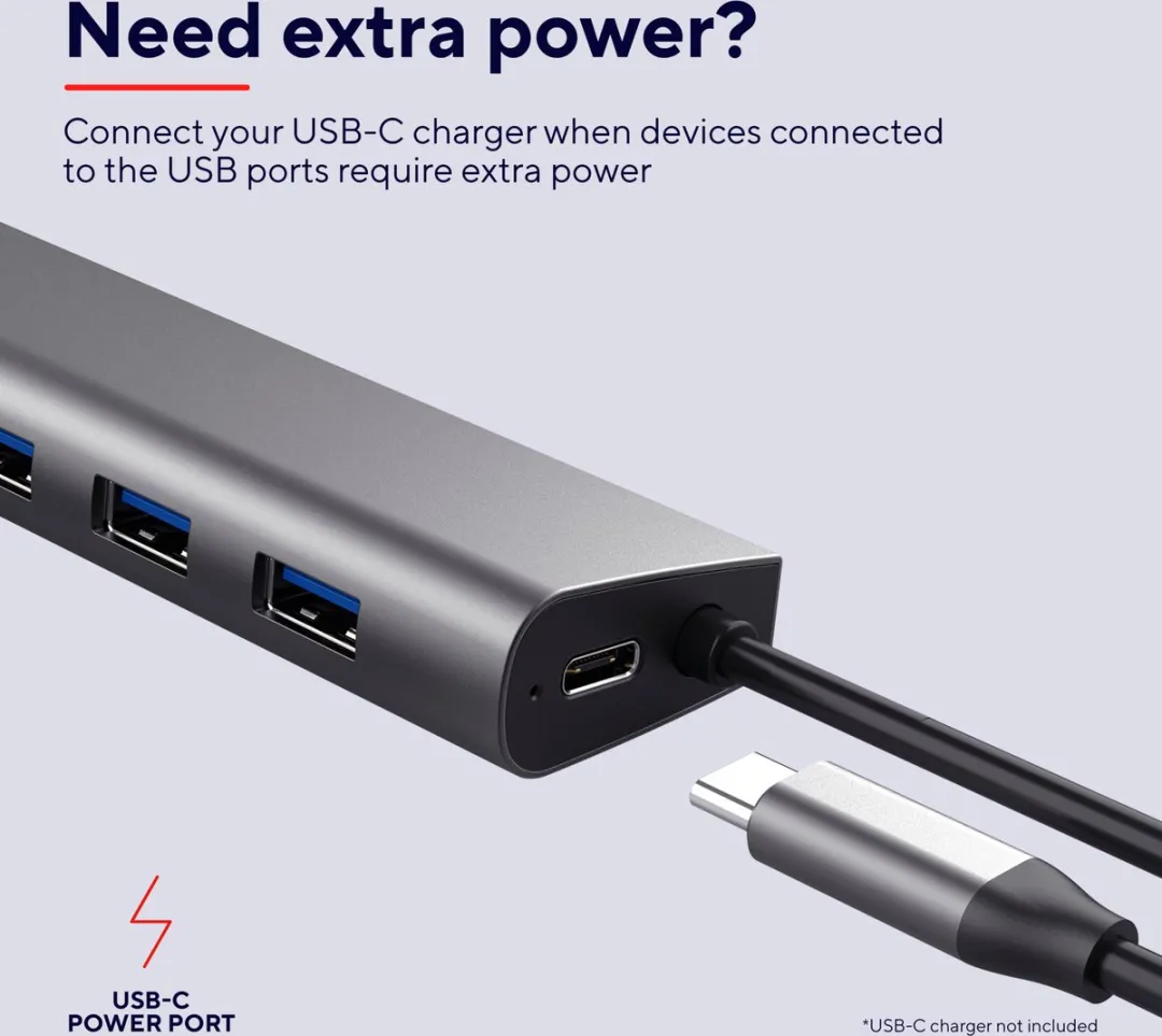 Trust Halyx Hub 7 Poorten - USB A - Grijs