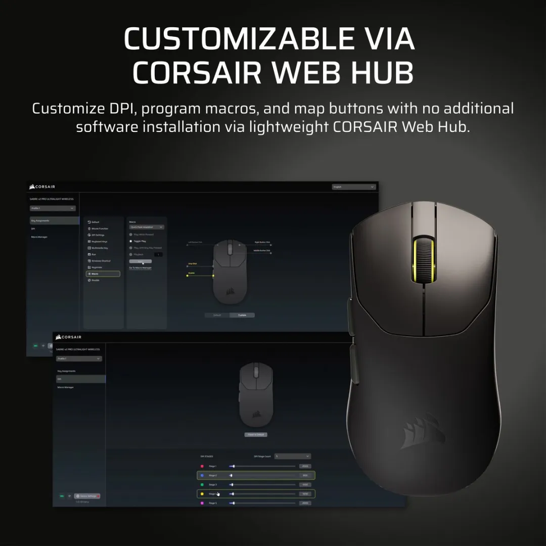 Corsair Sabre v2 Pro CH-931G001-WW Gamingmuis - Wit