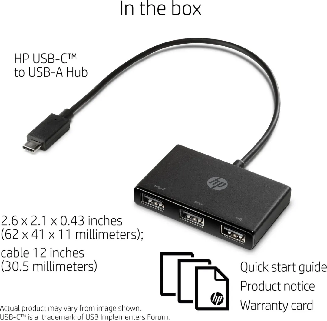 HP Z6A00AA USB-C Hub - 3 Poorten USB 3.2 Gen 2 - Zwart