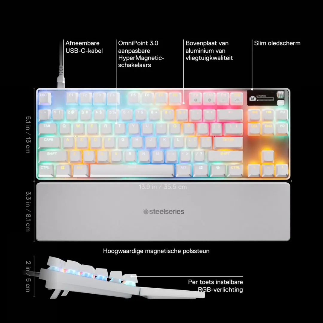 SteelSeries Apex Pro TKL Gen 3 64898 Mechanisch Gaming Keyboard - Wit