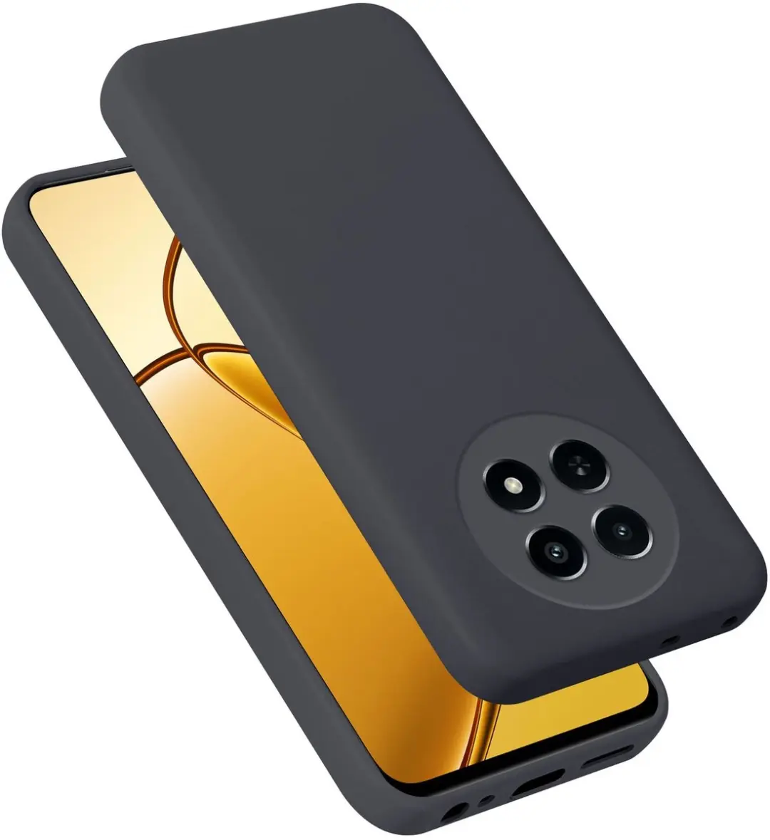 Cadorabo Hoesje geschikt voor Realme 12X Case in Liquid Zwart Beschermhoes gemaa