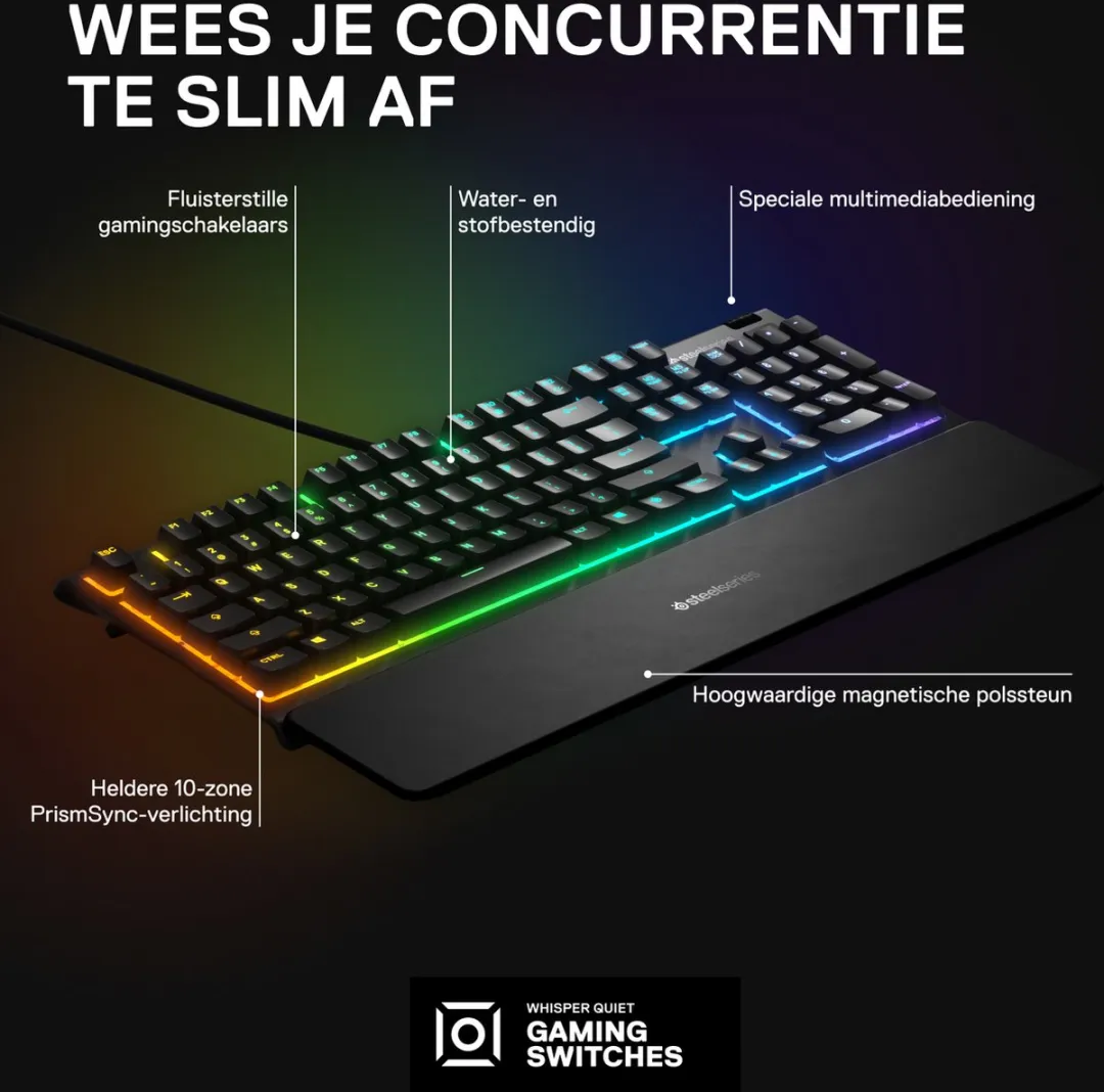 SteelSeries Apex 3 64795 Gaming Toetsenbord - Zwart - afbeelding 6 van 6