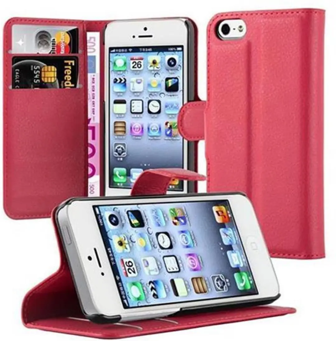 Cadorabo Hoesje geschikt voor Apple iPhone 5 / 5S / SE 2016 in KARMIJN ROOD