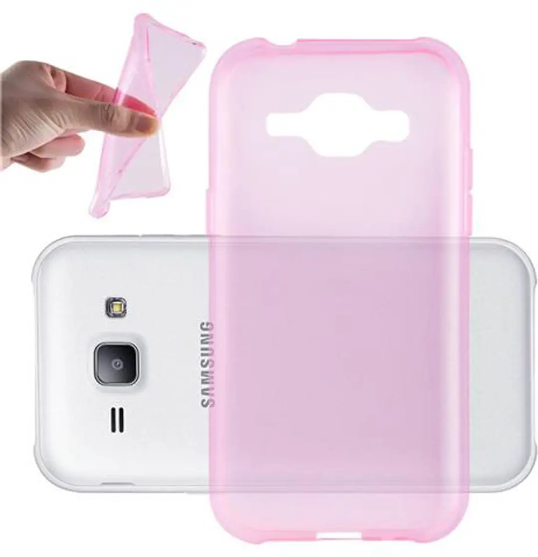 Cadorabo Hoesje geschikt voor Samsung Galaxy J1 2015 in TRANSPARANT ROZE