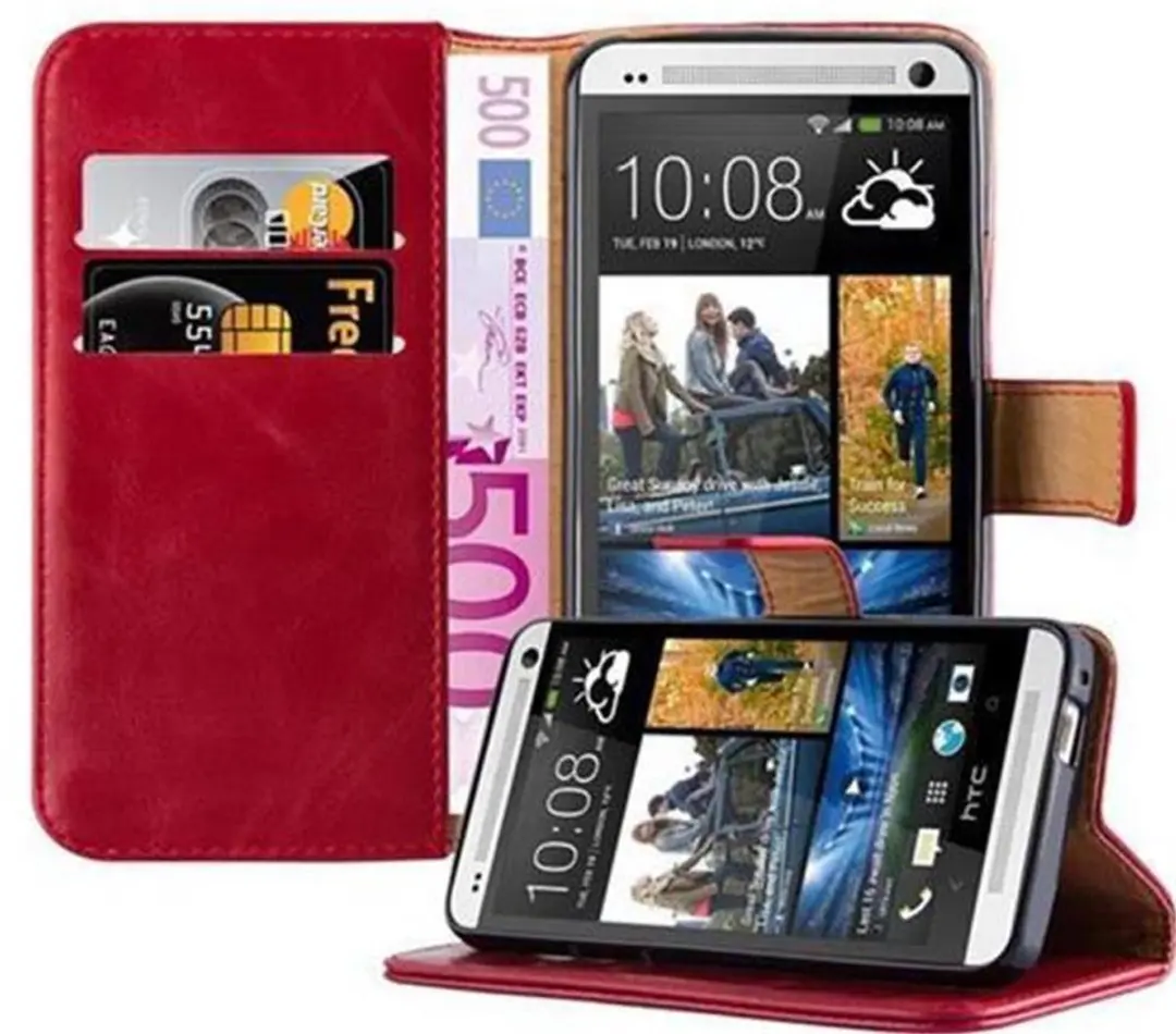 Cadorabo Hoesje geschikt voor HTC ONE M7 in WIJN ROOD