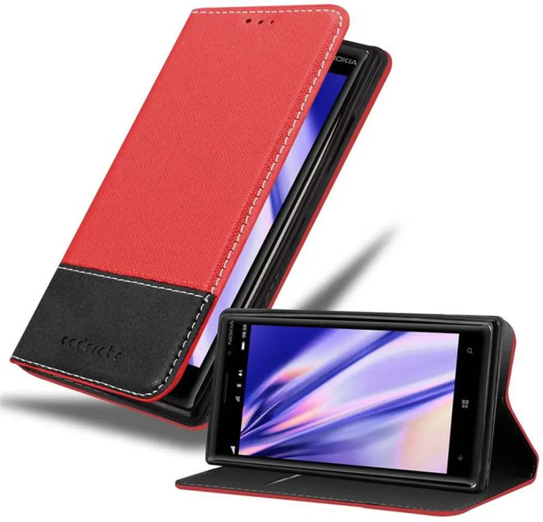 Cadorabo Hoesje geschikt voor Nokia Lumia 830 in ROOD ZWART