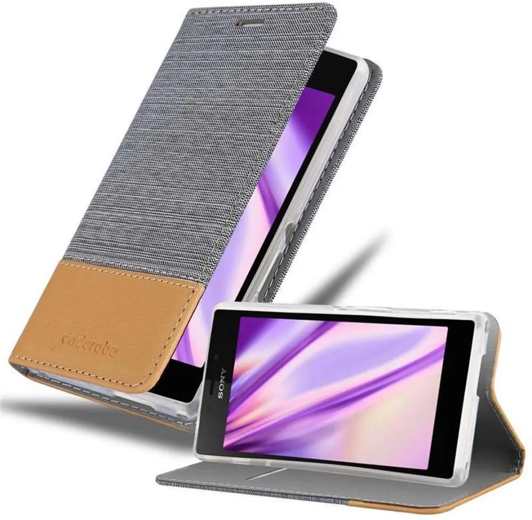 Cadorabo Hoesje geschikt voor Sony Xperia M2 / M2 AQUA in LICHTGRIJS BRUIN