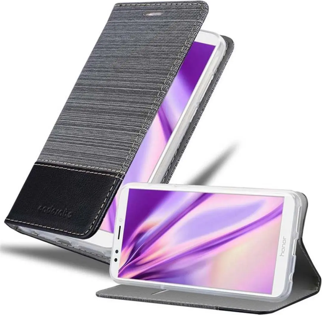 Cadorabo Hoesje geschikt voor Honor 7C / Huawei Y7 2018 in GRIJS ZWART