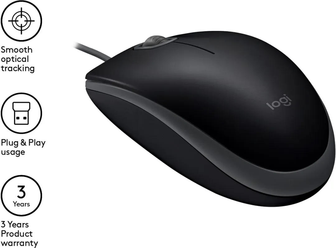Logitech B110 Bedrade Muis - Zwart
