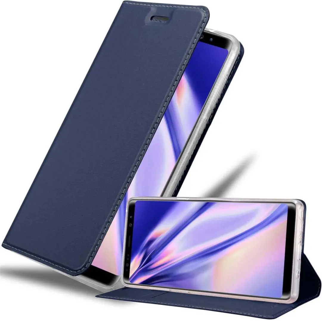 Cadorabo Hoesje geschikt voor Samsung Galaxy NOTE 8 in CLASSY DONKER BLAUW