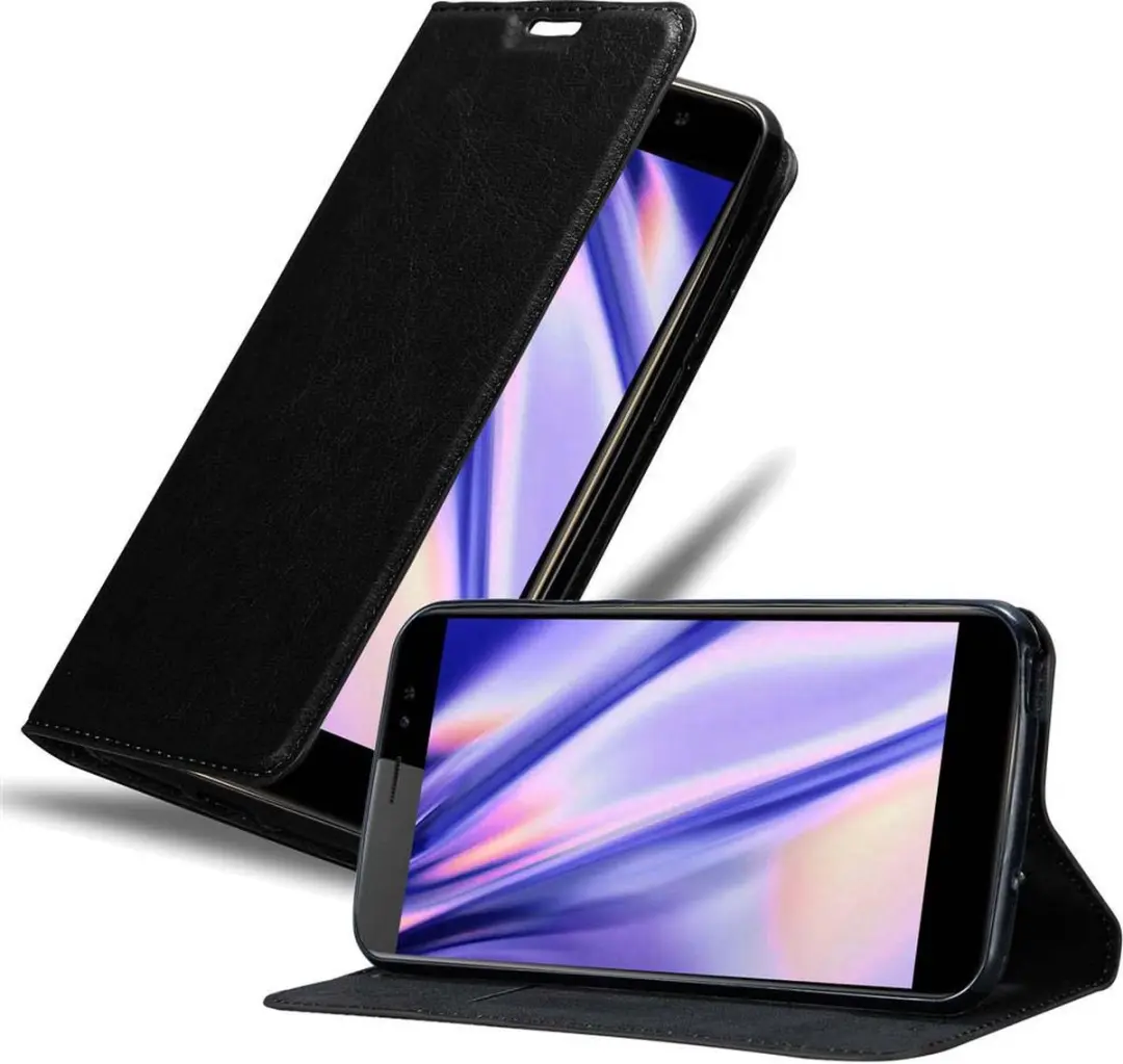 Cadorabo Hoesje geschikt voor ZTE Nubia N1 LITE in ZWARTE NACHT - Beschermhoes met magnetische sluiting, standfunctie en kaartvakje Book Case Cover Etui
