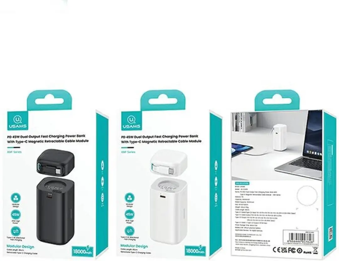 USAMS XMF Powerbank 18000 mAh - PD45W - Wit - afbeelding 6 van 6