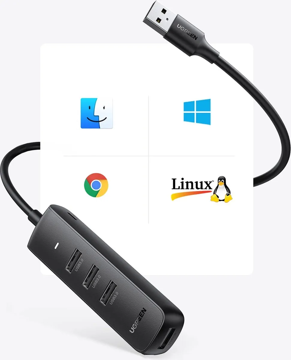 UGREEN CM416 USB 3.2 Gen Hub - 4 Poorten - Zwart
