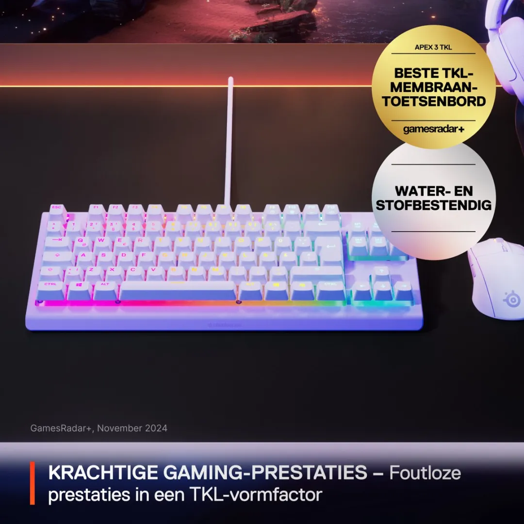 SteelSeries Apex 3 TKL 64940 Gaming Toetsenbord - US Qwerty - Lavender - afbeelding 6 van 6