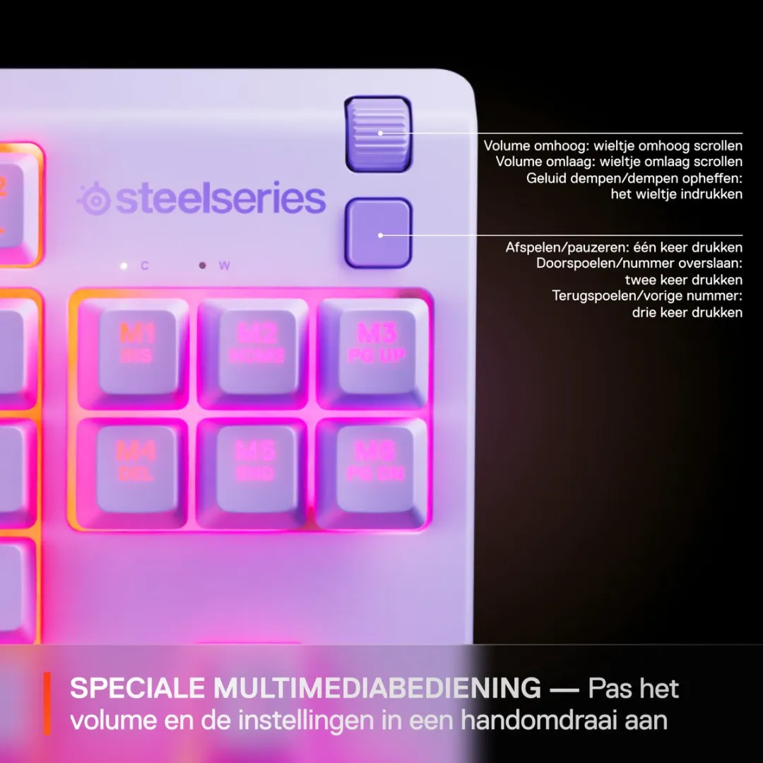 SteelSeries Apex 3 TKL 64940 Gaming Toetsenbord - US Qwerty - Lavender