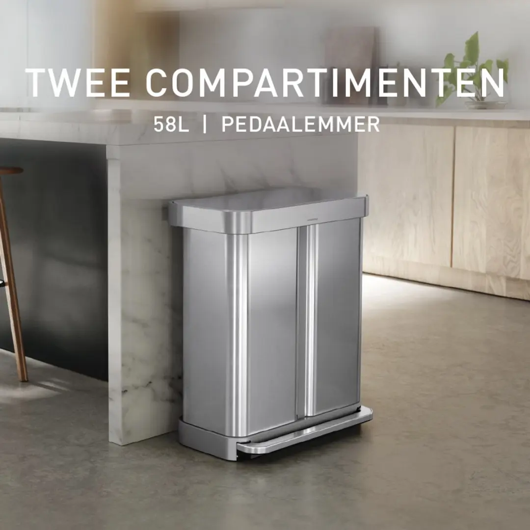 Simplehuman CW2116 Pedaalemmer 58L - Geborsteld Staal - afbeelding 2 van 6