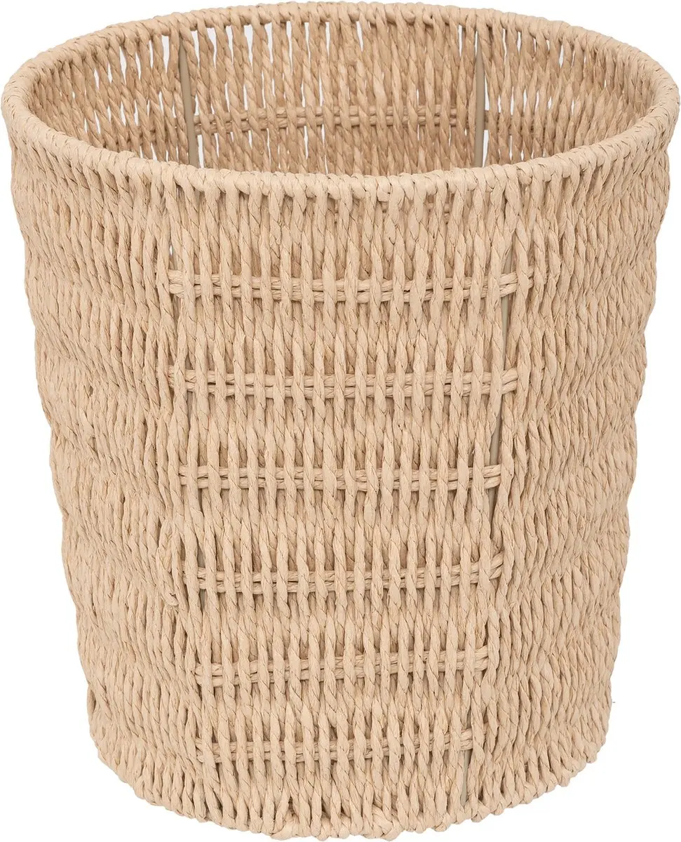 5Five Kord Prullenmand/Afvalemmer van geweven papier - Ø24xH25cm - Beige - afbeelding 3 van 3