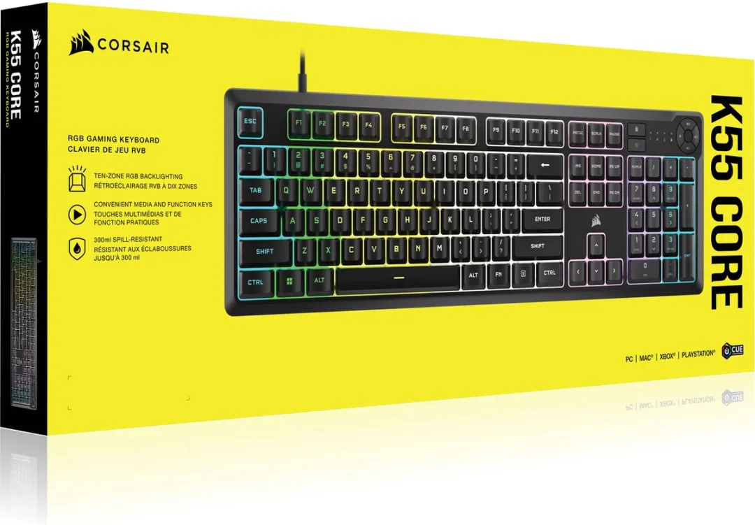 Corsair Gaming Bundel K55 Core Harpoon RGB Muis MM100 - Zwart