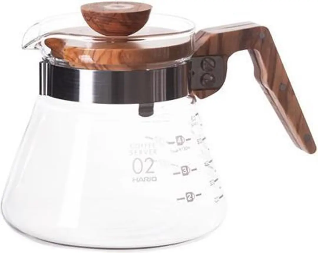 Hario V60 Coffee Server 600 Glas met Olijfhout