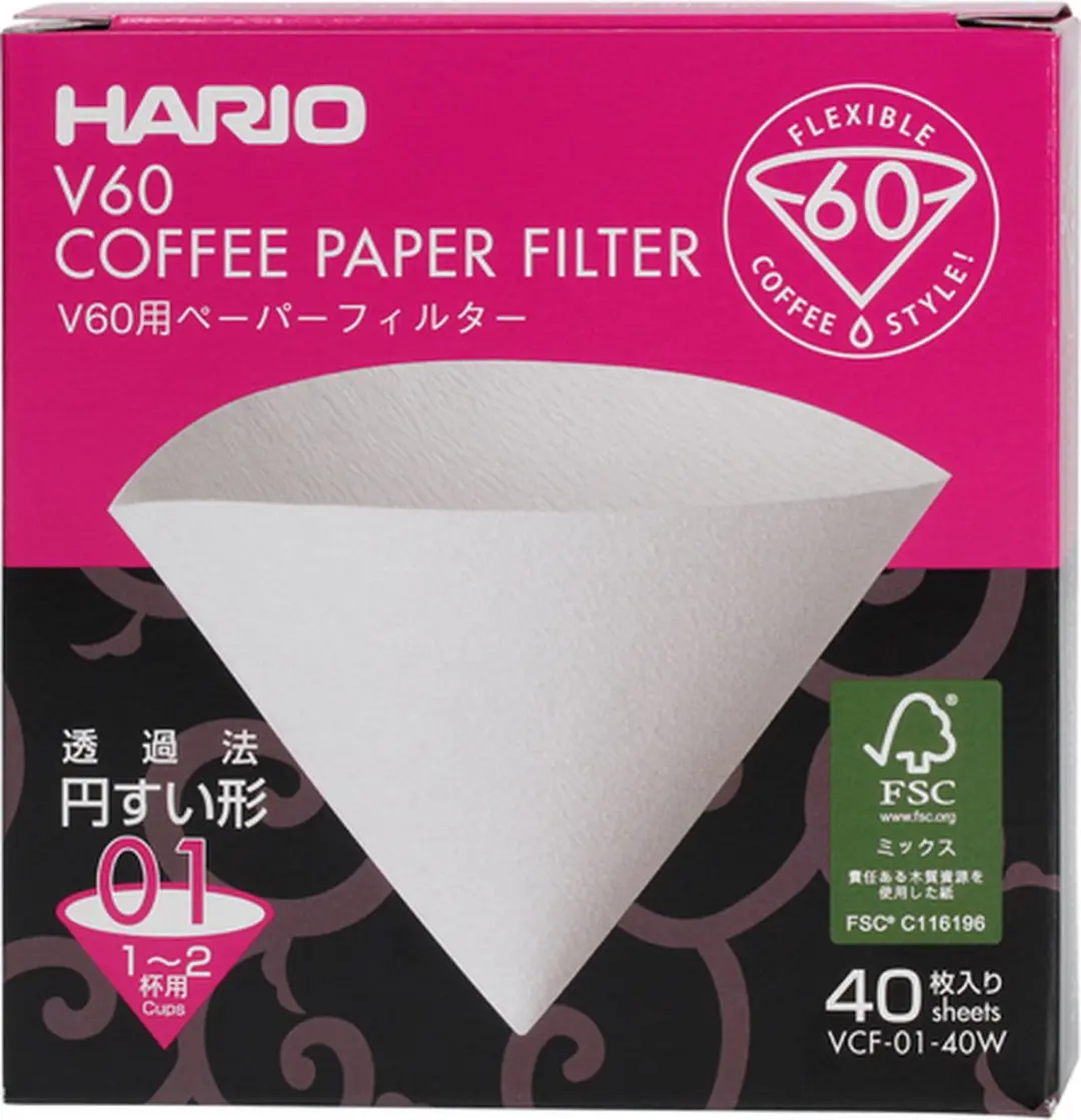 Hario V60-01 Filterpapier - 40 stuks - Wit - afbeelding 6 van 6