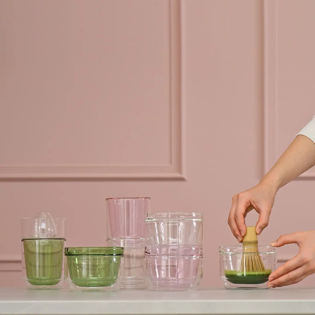 HARIO Matcha Theeset - Hittebestendig Glas - Roze - afbeelding 3 van 3