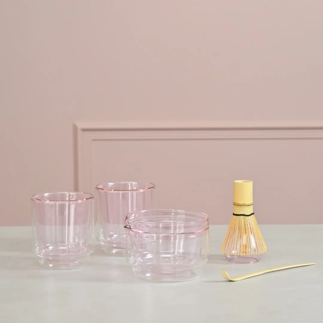 HARIO Matcha Theeset - Hittebestendig Glas - Roze - afbeelding 2 van 3