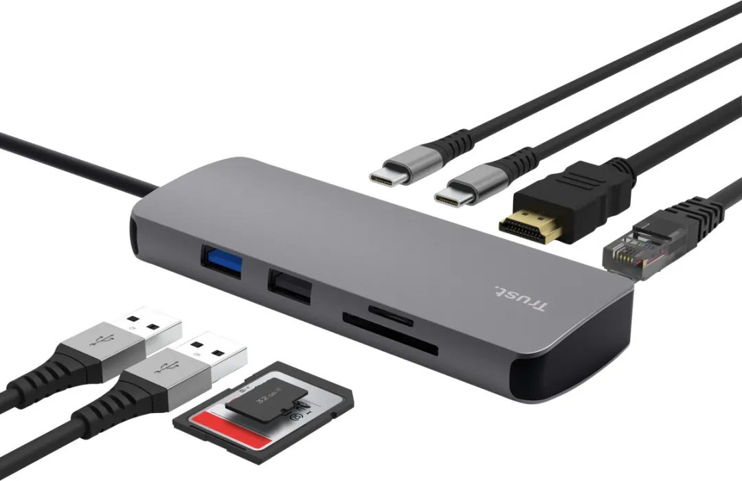 Trust Dalyx 8-in-1 USB Adapter 25672 - Grijs - afbeelding 6 van 6