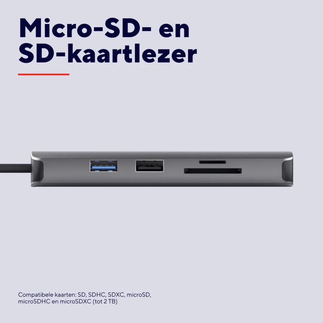 Trust Dalyx 8-in-1 USB Adapter 25672 - Grijs