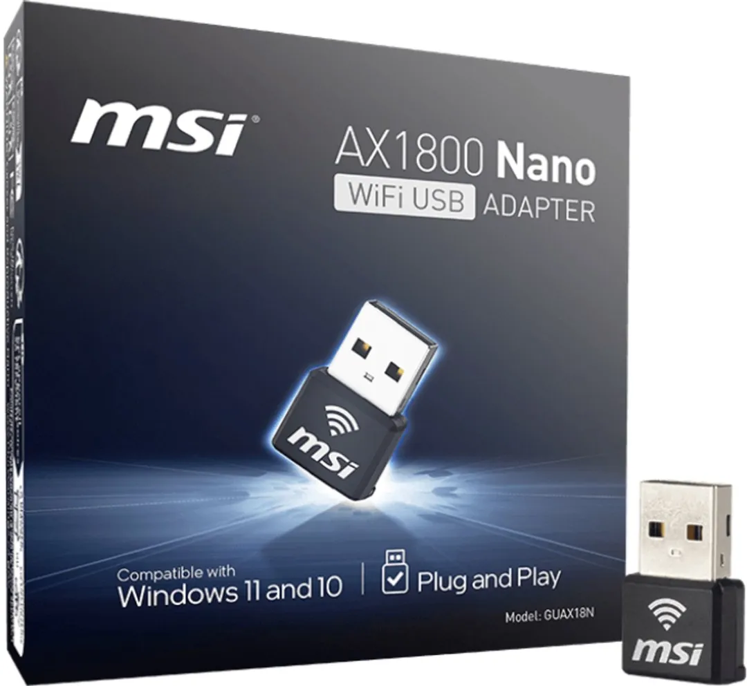 MSI AX1800 Nano WiFi USB Adapter - Zwart