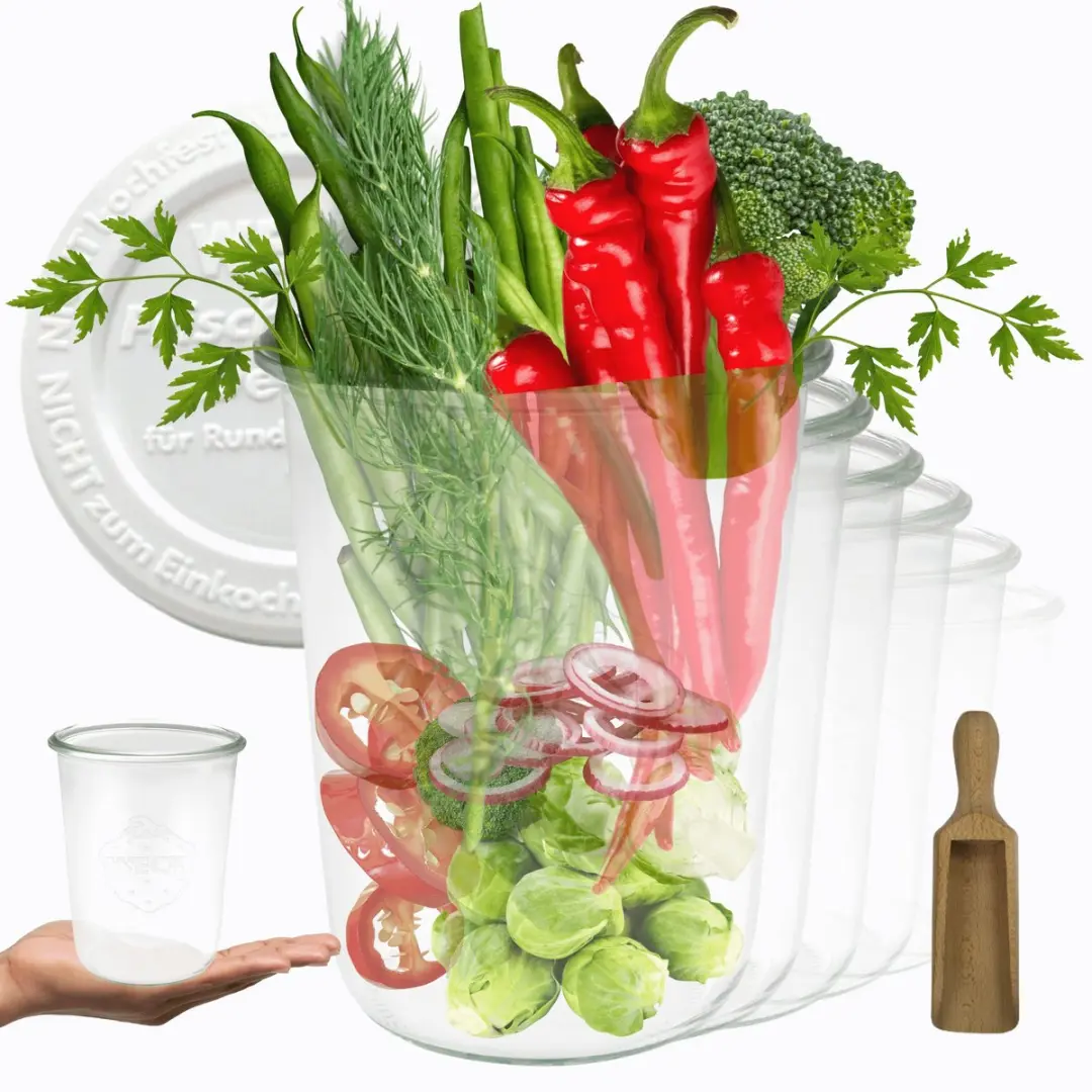 Weck Glazen Potten 850ml met Plastic Deksel en Maatbeker
