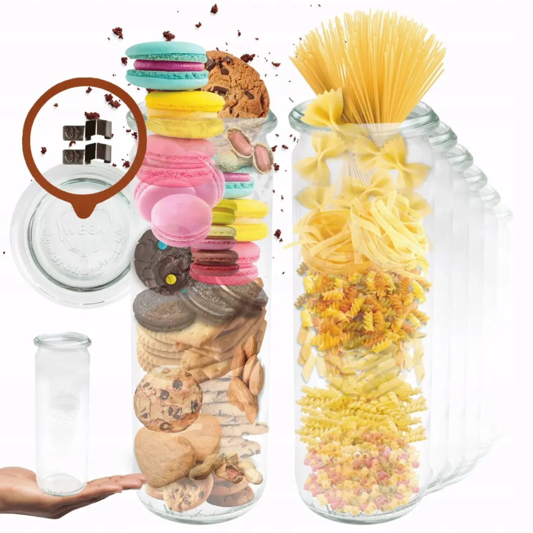 Weck Glazen Potten 600ml met Deksel, Rubber & Clips