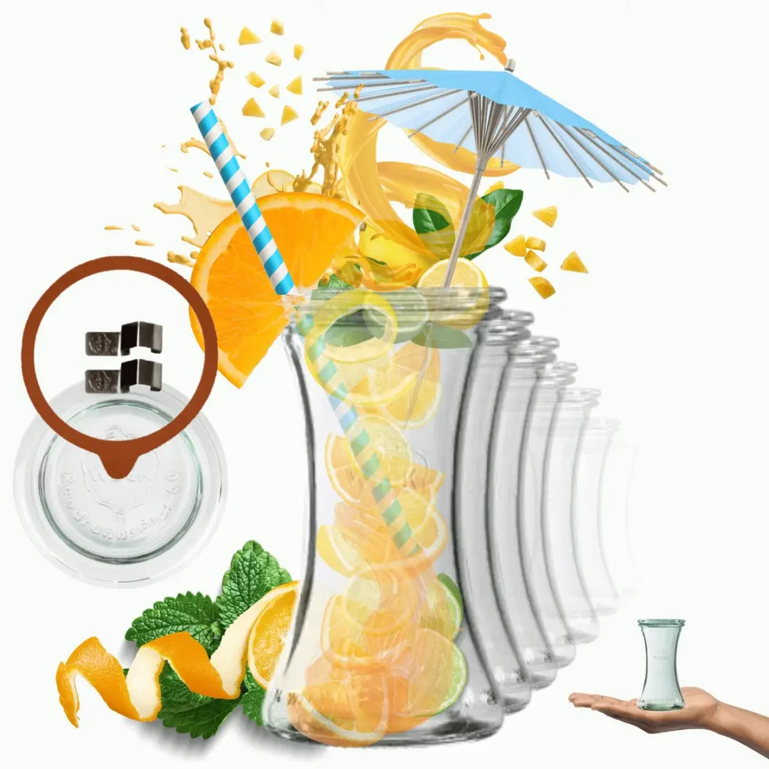 Weck Glazen Potten 200ml met Deksel, Rubber & Clips